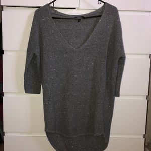 Express grey metallic knit tunic sweater